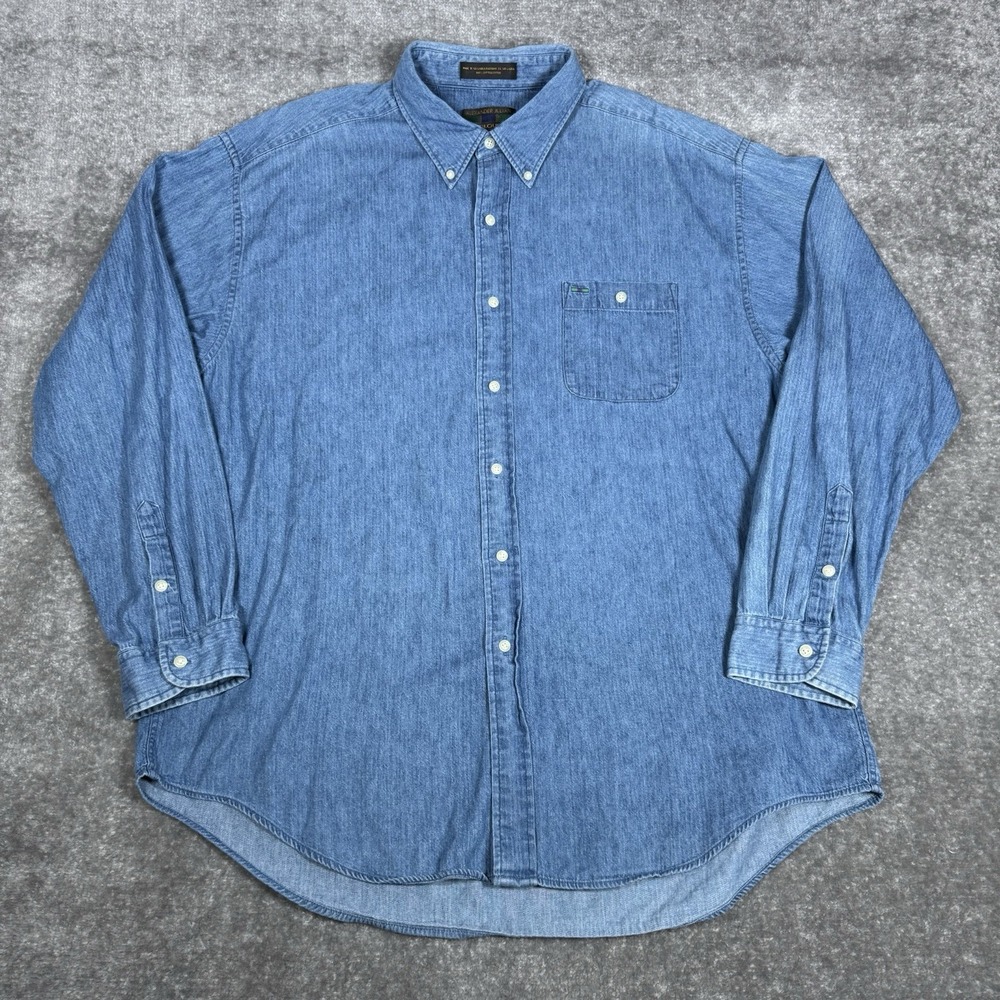 VTG Alexander Julian Colors Shirt Men's XXL Blue Long Sleeve Button‎ Up Workwear